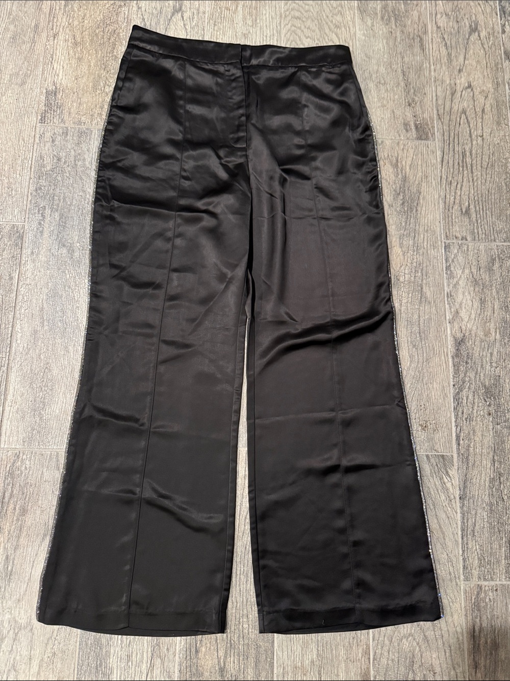 Jason Wu Black Wide-Leg Satin Trousers